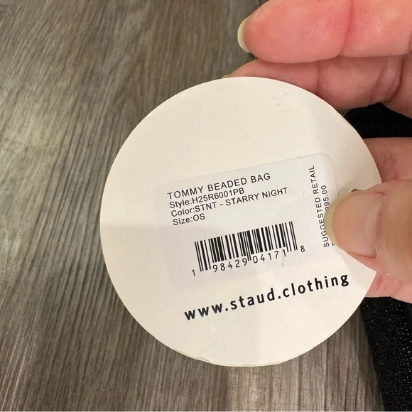 STAUD Tommy Beaded Black Starry Night Shoulder Bag Purse - Picture 7 of 16